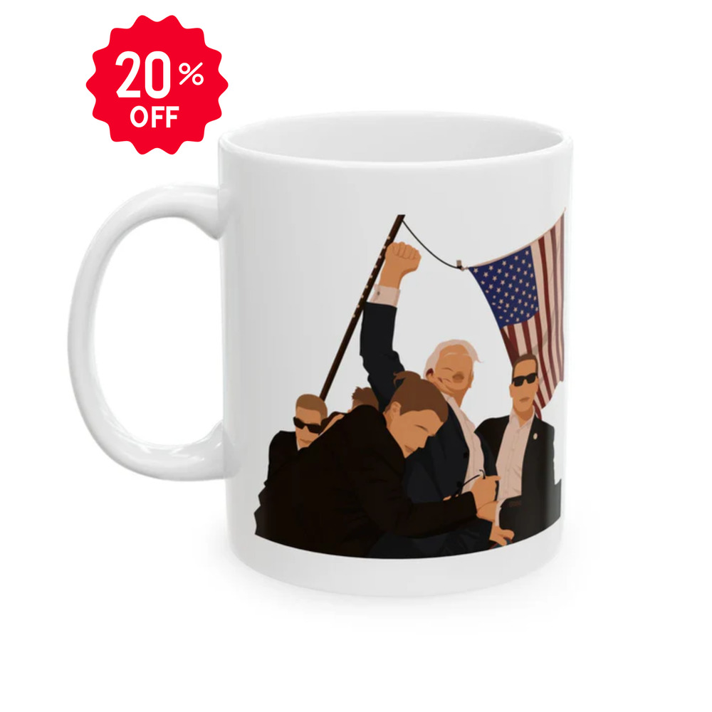 Trump Defiance [Minimalist Vector] - Ceramic Mug (White, 11oz)